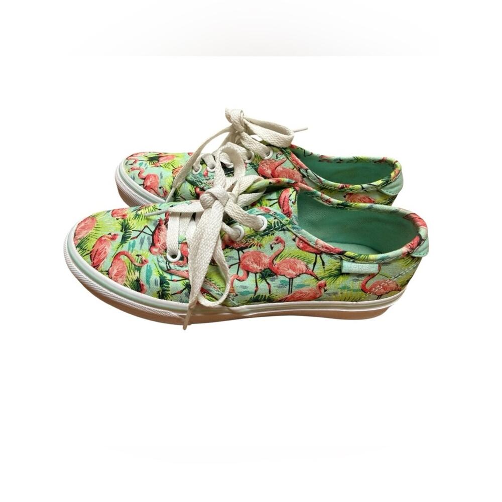Flamingo Print Canvas Sneakers - Mint & Pink size 6 - Picture 3 of 6